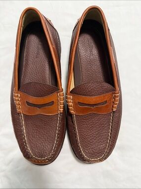 L.L. Bean Two-Tone Brown Leather Penny Loafers